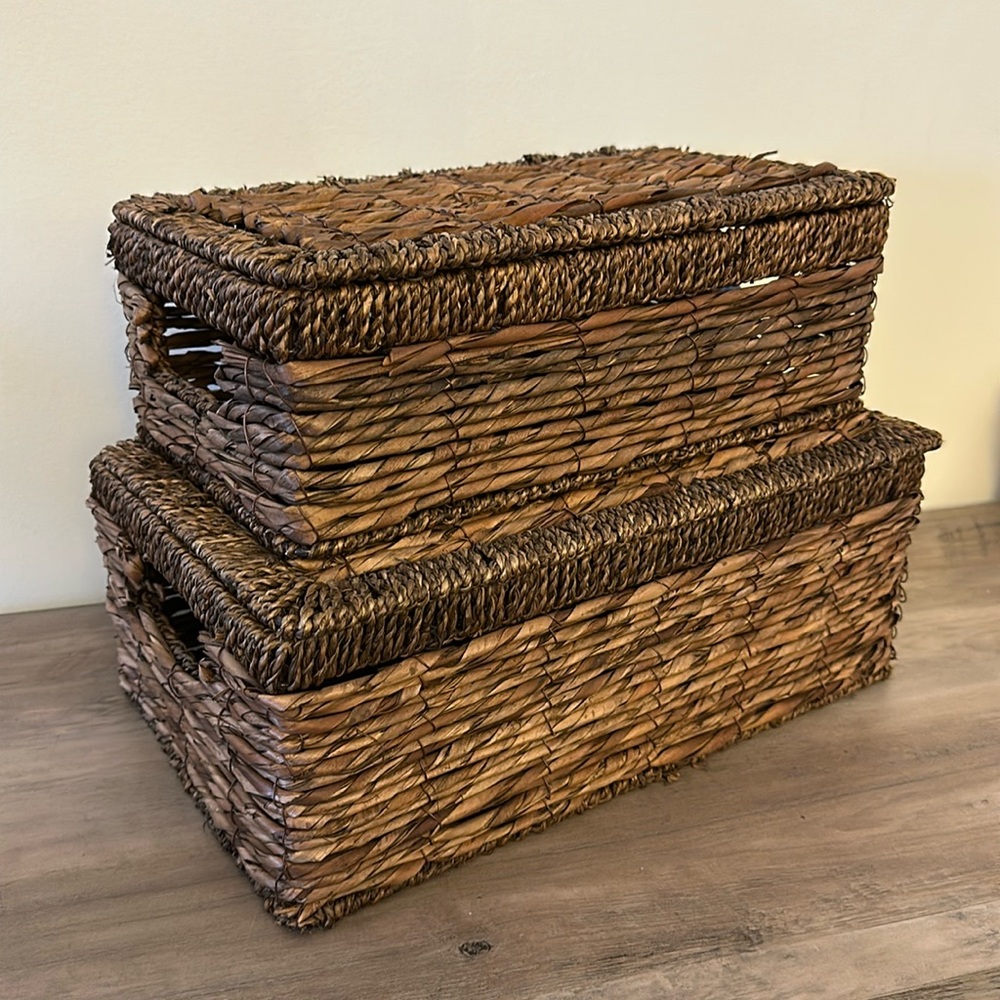 NWT Basket Box, 2pc Set, Brown